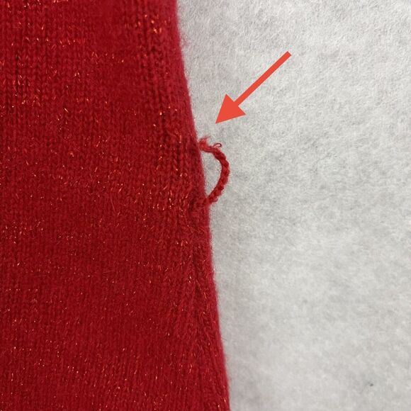 KCKC Turtleneck Lambs Wool Sweater Womens Size Medium Red Glitter - Picture 12 of 13